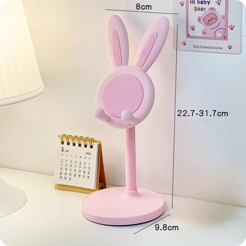 

Милая подставка для мобильного телефона в виде кролика, настольная, может подниматься и регулироваться, настольные аксессуары для телефона, подставка-держатель для телефона розовый