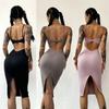Cross-Border Fashion Fitness Athleisure Dress Female Halterneck Beauty Back Sexy Bodycon Dress Cloud Sense Breathable High Elastic