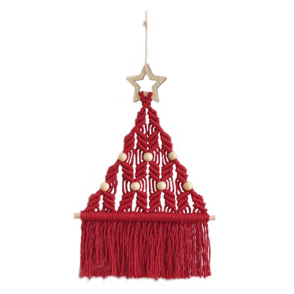 Tassel Christmas Tree Macrame Tapestry Woven Cotton Rope Tapestry Wall Hanging Pendant  Girls