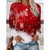 Women Christmas Style T-Shirts Autumn Winter Long Sleeve 3D Snowflakes Pattern Print