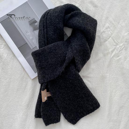 Women Scarf Winter Windproof Solid Color Soft Thick Knitting Keep Warm Cozy Unisex Korean Style Men for Outdoor