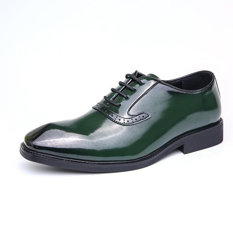 British Style Men s Patent Leather Brogue Shoes - Large Size Casual & Wedding Groom Wear 46 зелёный