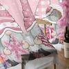 Christmas Snow Scene Snowflakes Gnome Pink Sheer Curtains Living Room Decoration Window Curtains Kitchen Tulle Voile Curtains