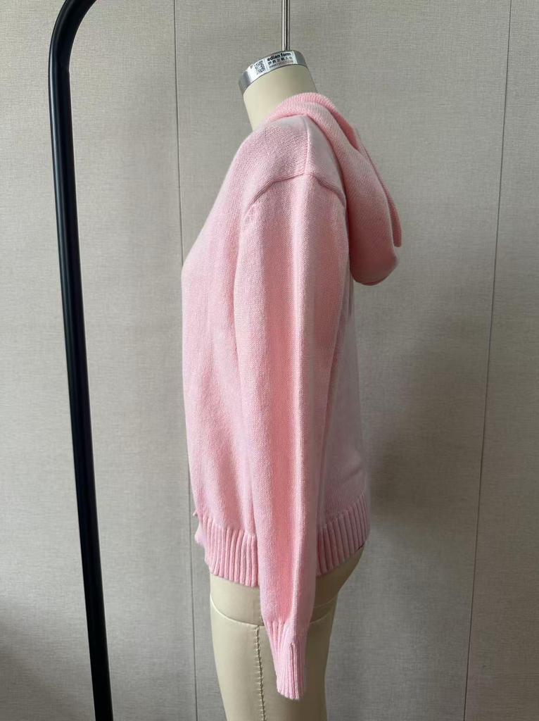 European & American Knit Hooded Cardigan - Autumn/Winter Women's Fashion Solid Color Casual Jacket 2026