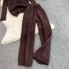 New Loose Knit Fried Dough Twists Sweater Suit Women's Winter High Waist Slim Straight Wide Leg Pants Two-piece Set