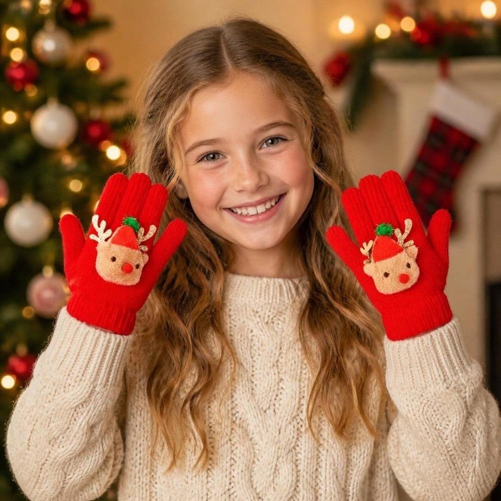 5-12Years Old Warm Children Mittens Christmas Knitted Gloves Fashion Kids Winter Gloves Toddler