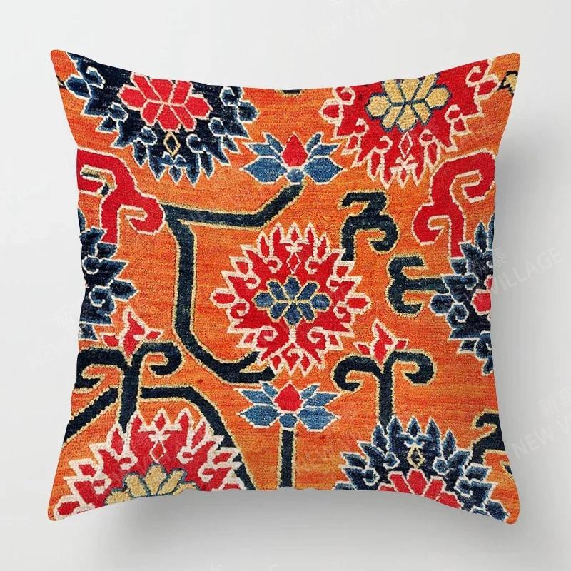Home Decor Colorful Ethnic Pattern Digital Print Pillow Covers Pattern Cushion Cover Suitable for Sofa Bedroom Car Pillow Cover