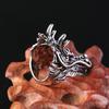 Punk Men Cubic Zirconia Inlaid Carved Dragon Head Finger Ring Party Jewelry Gift