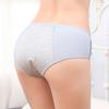 Women Underpants Lace Decor Solid Color Soft Anti-septic Soft Breathable Plus Size High Waist Menstural Period Triangle Pockets Lady Panties Briefs