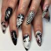 24 Stuks Amandel Puntige Tomie Manga Press-On Nagels Herbruikbare Nepnagels Voor Vrouwen
