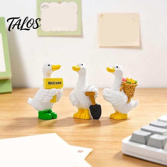 Small Landscaping Accessories Mini Garden Duck Figurine, Cute Farm Dolls, Desktop Animal Figurines for Car Dashboard Figurines, Micro Landscape