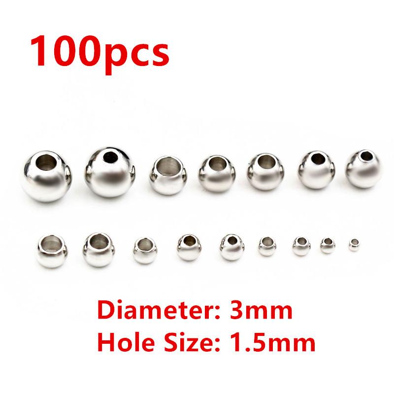 30-100pcs 2-8mm Stainless Steel Gold Color Spacer Beads Charm Loose Bead DIY Bracelets Necklace Beads for Jewelry Making Charms