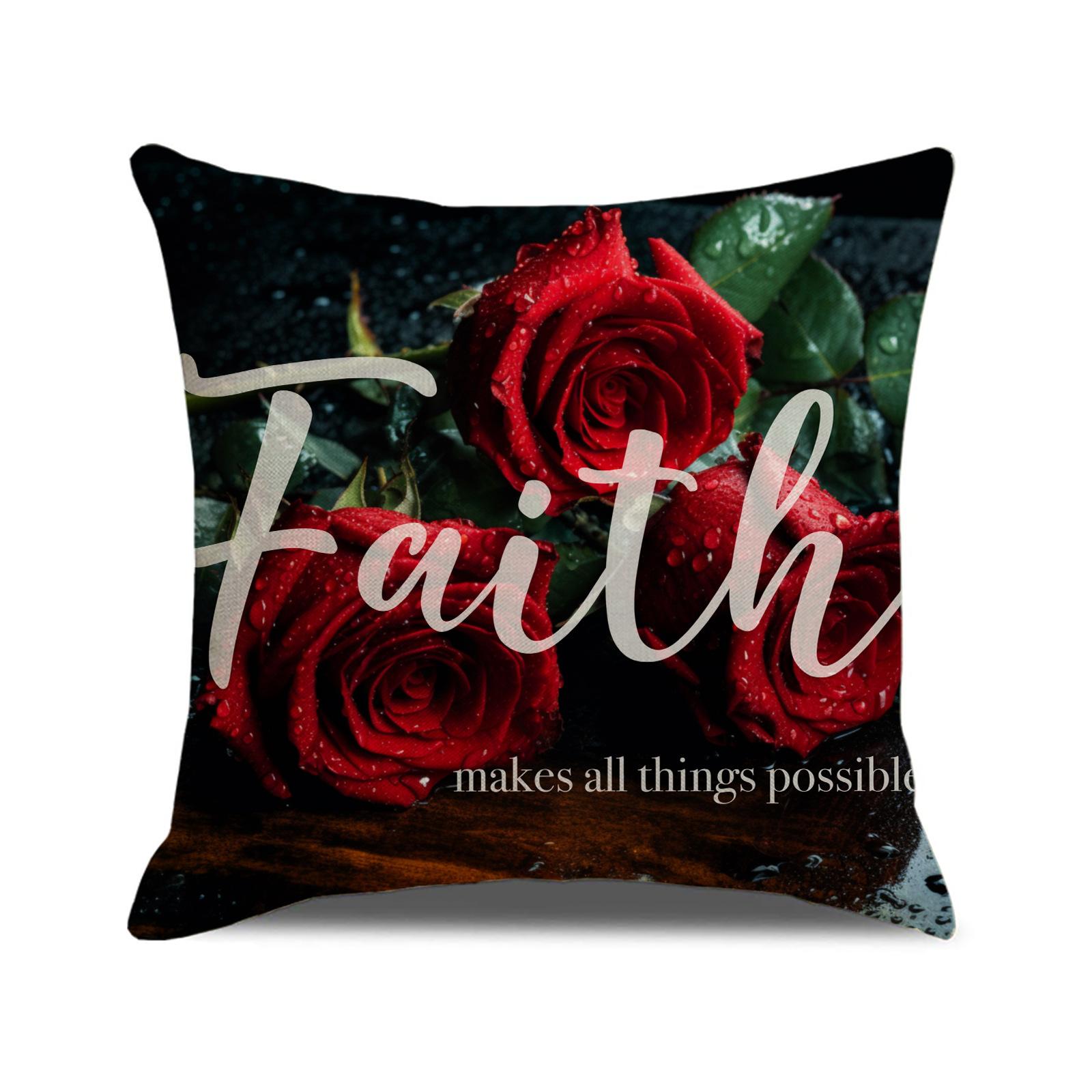 

New Valentine s Day Rose Flower Pillowcase Dark Night Charming Atmosphere Decoration Pillowcase Living Room Sofa Cushion 45X45cm (pillowcase only)