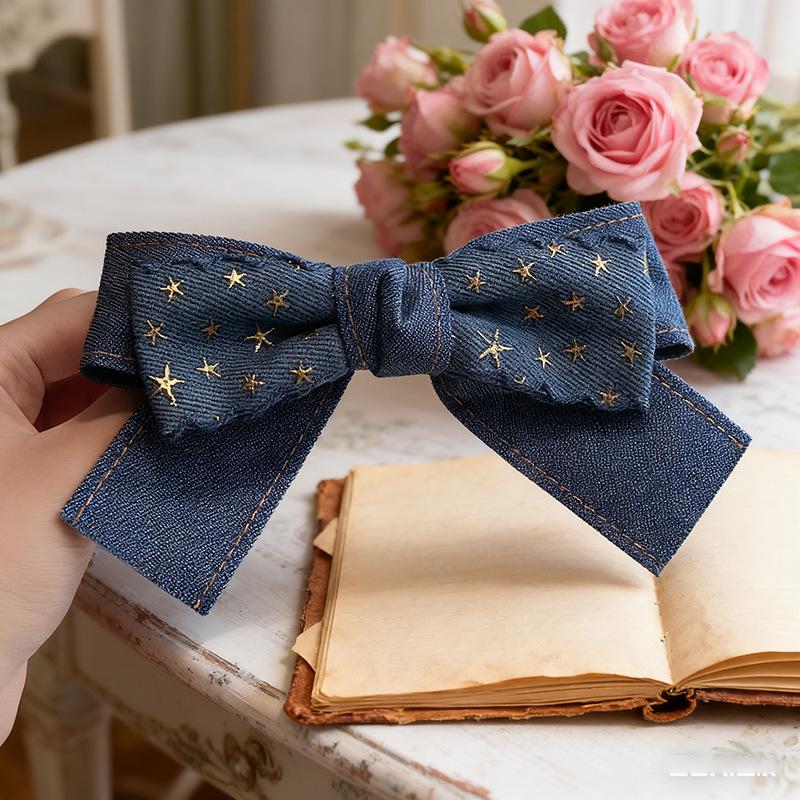 Korean Denim Bow Hair Clip for Girls - Children's Hairpin & Baby Hair Accessory