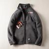 Men's Winter Windproof Fleece-Lined Jacket - Stand Collar, Lamb's Wool, Solid Color, Casual Style
