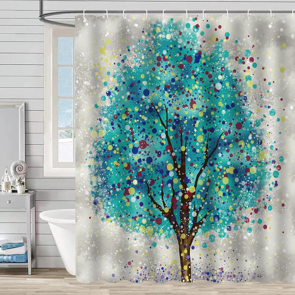 Duschvorhang Wasserdicht Und Schimmelresistent Digitaldruck Waldpflanze Duschvorhang Badezimmer Duschstoff Trennvorhang Ohne Stanzen