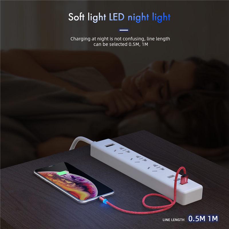 USLION 2.4A Magnetic Micro USB Cable For iPhone Charging Charge Magnet Charger USB Type C Cables