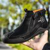 Handmade Split Leather Boots Men Shoes Comfortable Ankle Boots For Men Casual Shoes Large Size Tooling Shoes