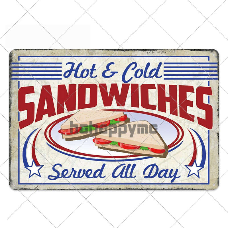 Segno di Latta Metallico Vintage per Cucina Poster Retrò Piatto per Cibo Pub Bar Cucina Sala da Pranzo Decorazione Murale Decorazione per la Casa 20*30cm