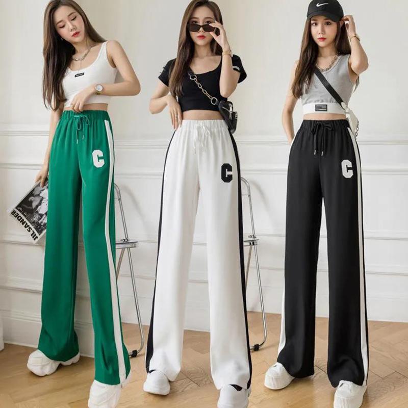 Color Matching Drape Wide-leg Pants 