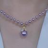 Elegant Purple Bead & Diamond Choker Necklace with Pearls Light Luxury Temperament High-end Earrings