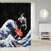 Japanese Ukiyoe Fish Shower Curtain Ocean Surfing Koi Fabric Shower Curtains Kids Boys Adult Japanese-Style Exotic Koi Animal