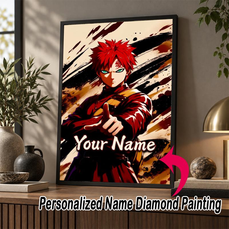 Personalized Gaara Naruto Diamond Art Custom Name 5D Diamond Painting Full Drill DIY Craft