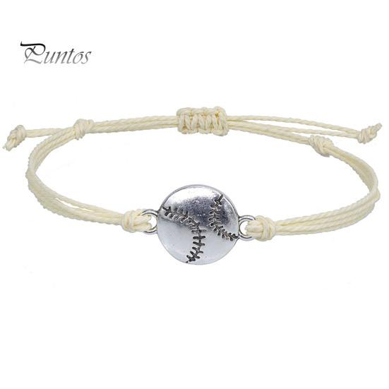 Pulseira trançada esportiva para meninos e meninas, comprimento ajustável, pulseira de futebol, beisebol, basquete, presente de lembrança