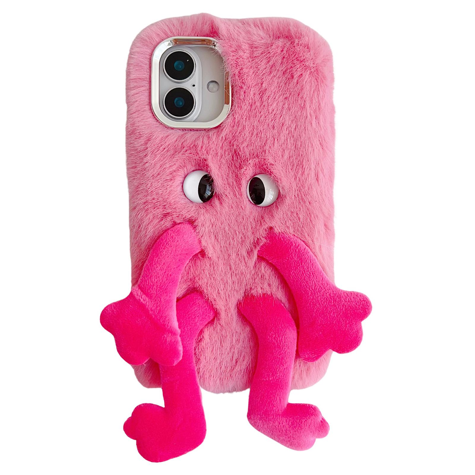 

Пушистый чехол для iPhone 16 с длинной ногой и выразительным глазом, ТПУ мобильный чехол Rose