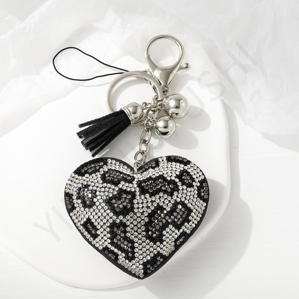 Creative Leopard Print Rhinestone Keychain, Japanese and Korean Fashion Keychain Pendant, Bag Jewelry Pendant, Spot.