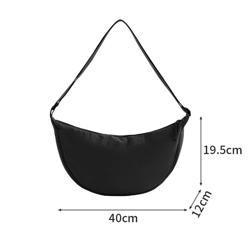 New Simple and Casual Solid Color Nylon Large Capacity Men Women's Dumpling Bag Shoulder Bag for Travel and Commuting Unisex Hobo Bags