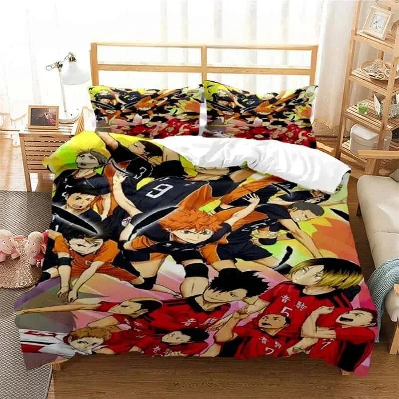3d Print Volleyball Anime Haikyu Bedding Set Printed With Pillowcase Bed Duvet Cover Soft Single Double Queen Super King Size