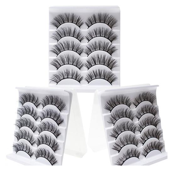 Yousheng 5 Pairs False Eyelashes All-match Natural Long 3D Mink Lashes Curling Fake Eye Lashes Makeup Tool for Party