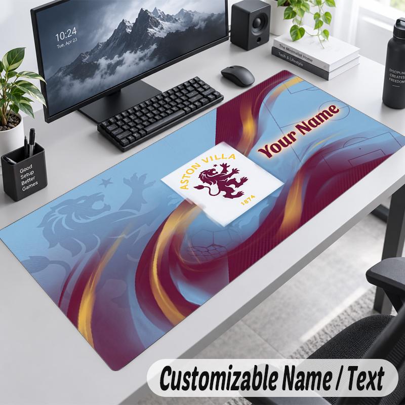 Custom Name Text Mouse Pad Aston Villa Personalized Desk Pad For Work And Gaming