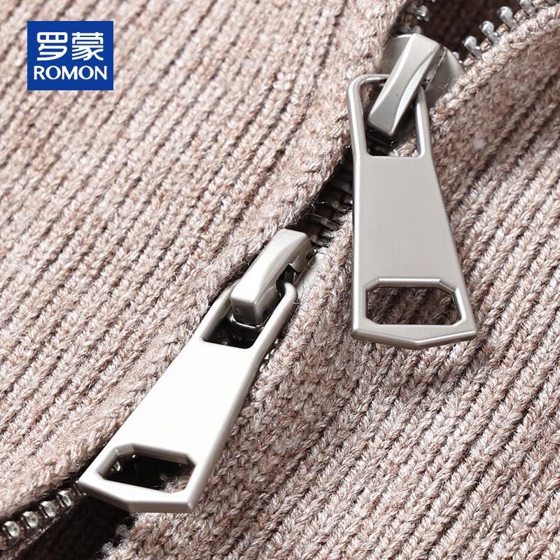 ROMON Men's Cashmere Blend Hooded Knit Zipper Cardigan