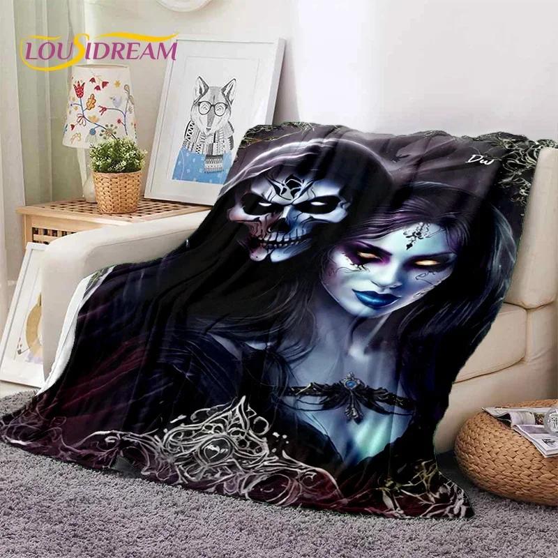 

Skull Dead Girl 3D Gothic Horror Female Rose Soft Flannel Blanket for Beds Bedroom Sofa Picnic,Throw Blanket for Cover Leisure 75x90cm( 29x35in )