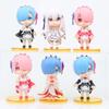 Adorable Pvc Rem Figure Set Six Cute Q Version Models From Re Zero Starting Life In Another World