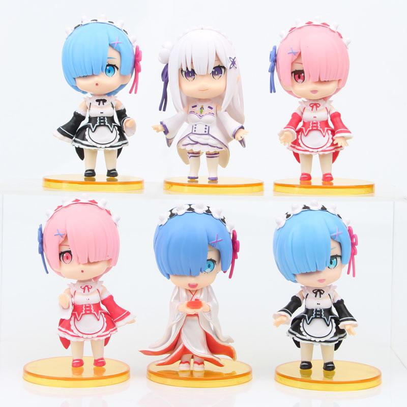 Adorable Pvc Rem Figure Set Six Cute Q Version Models From Re Zero Starting Life In Another World
