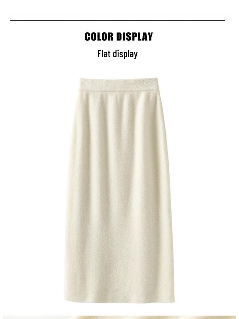 Women's High Waist Wool Knit Bodycon Midi Skirt for Autumn/Winter