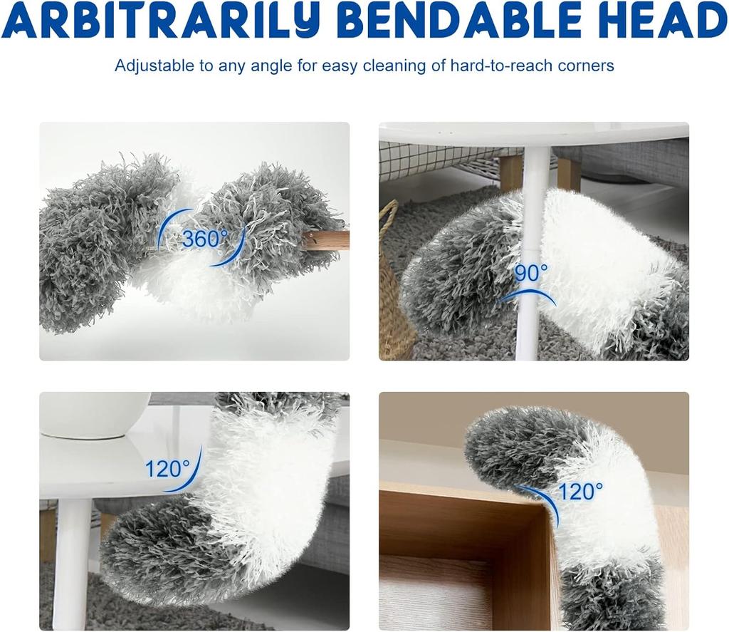2.8M Duster Brush Microfiber Duster Extendable Curved Ceiling Cleaning Broom Household Electrostatic Dust Collector