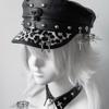 Women's Y2k Trendy Beret Fashion PU Leather Cool Punk Skull Spike Cap Flat Top Captain Military Caps Women's Accessories