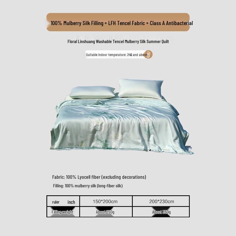 

Mercury Home Textiles Washable Mulberry Silk Summer Quilt with Lyocell Cover