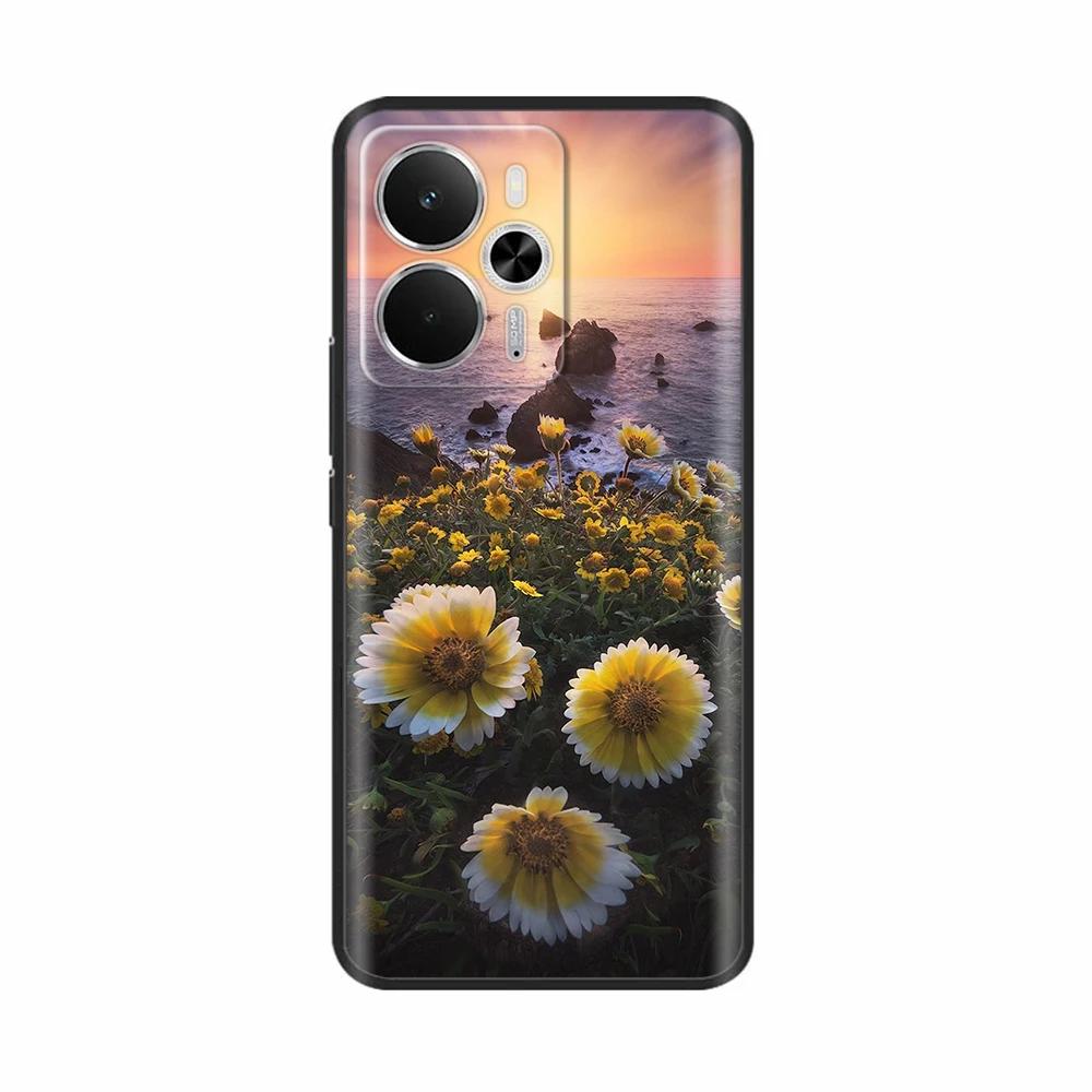För Realme 14 5G Fodral Mjuk Matt Silikon Baksideskydd För Realme 14T Fundas Realme14 Tecknade Blommor Fodral för Realme 14T