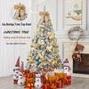 Golden Christmas Tree Set with Ornaments: 1.5m, 1.8m, 2.1m Flocked Pine with White Snow