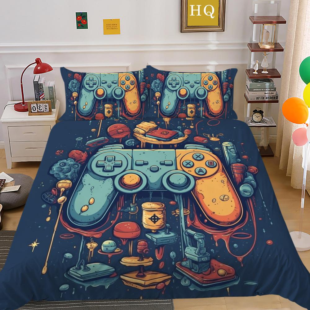 Bedding Cover Set with Pillowcase Home Bedclothes Game Console High Quality Duvet Cover Set Full Queen Size Bed Sets