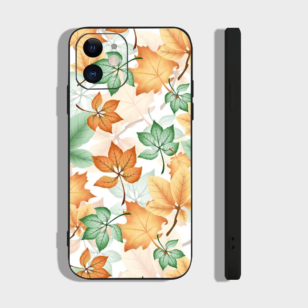 Autumn Maple Leaf Decoration Phone Case For IPhone 17 Air 16 15 14 13 Pro Max 11 12 Black Silicone Cover