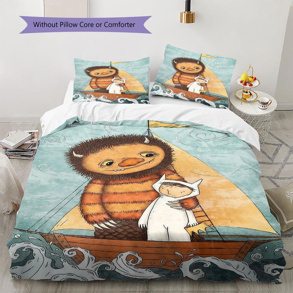 Where the Wild Things Are Pattern Bedding,Quilt Set Quilt Cover Pillowcase Home Birthday Gift(1 * duvet cover + 2 * pillowcase, without core)