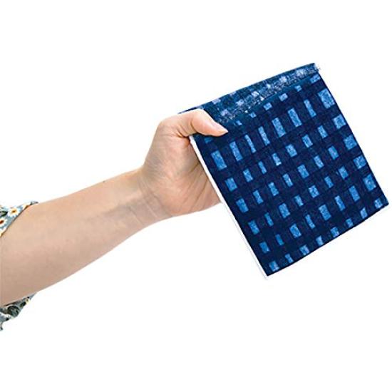 Livheart Brand New Zigzag Check Foldable Towel, Navy, Border, Dot, (Total Length Approx. 12.5cm), Towel, 82008-04