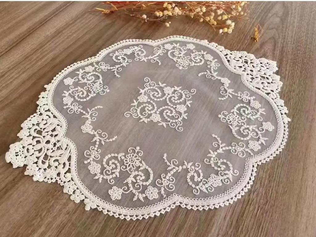 Retro Lace Placemats French Crochet Doilies Handmade Embroidered Table White Place Mats Cup Mat
