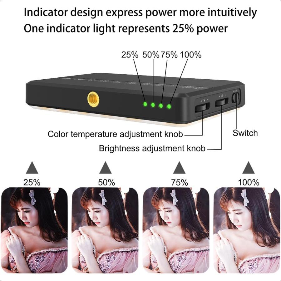 120 LED Portable Selfie Light for iPhone 3000mAh Rechargeable Portable Light for Photography with Front Back Phone Clip for Zoo